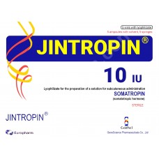 Jintropin 50 IU (5 vials of 10 IU +5 water+5syringes) by GeneScience Pharmaceuticals